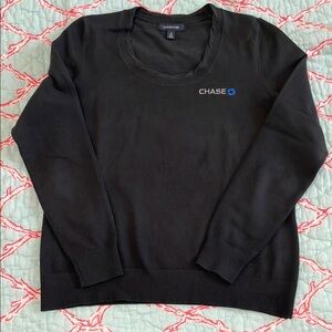 Lands' End Black Crewneck Sweater Classic Cotton Blend